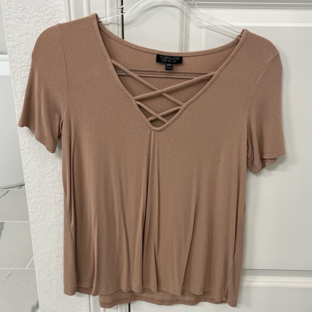 Tan criss cross Blouse